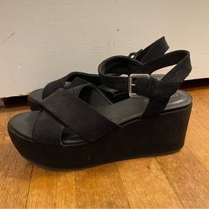 Geox Zerfie Platform Sandal - Black Suede size 40/9-9.5